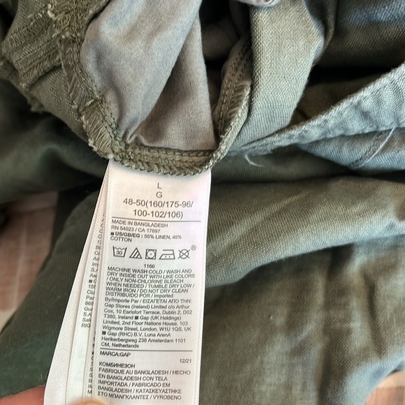 Gap Linen Cotton Romper Size Large Color Mesculen green - Picture 6 of 11